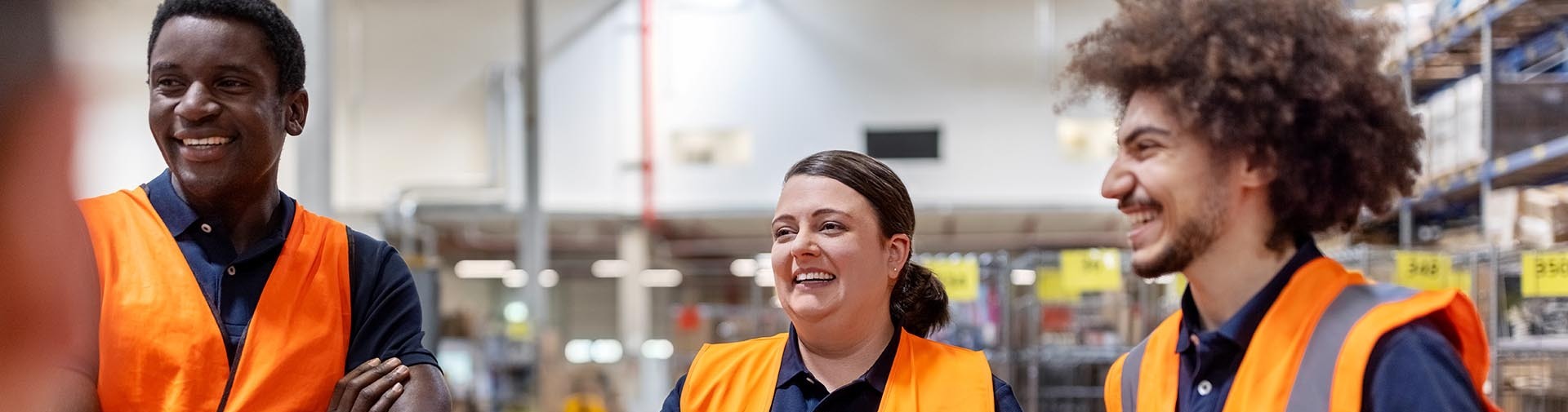 Smiling warehouse team
